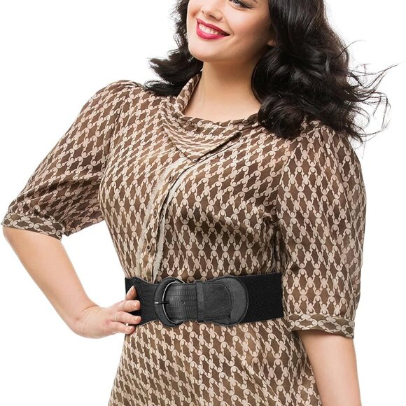 Women Wide Elastic Leather Belt Pack for Dress Casual Fashion Accessories - Picture 3 of 6